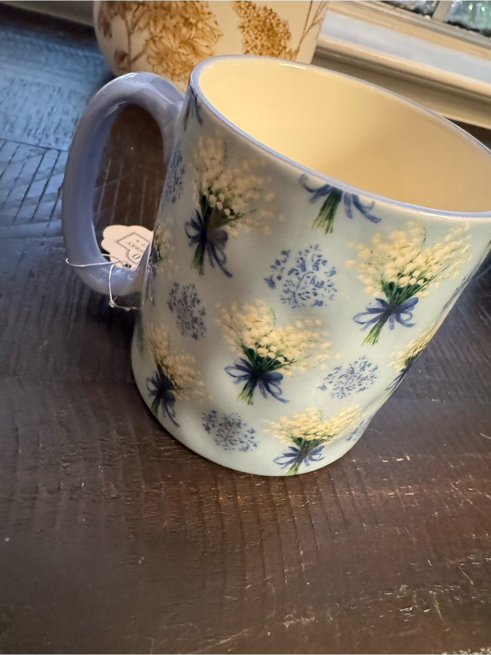 Bella 10 Strawberry street Floral Bouquet Ceramic Mug in Light Blue farmhouse